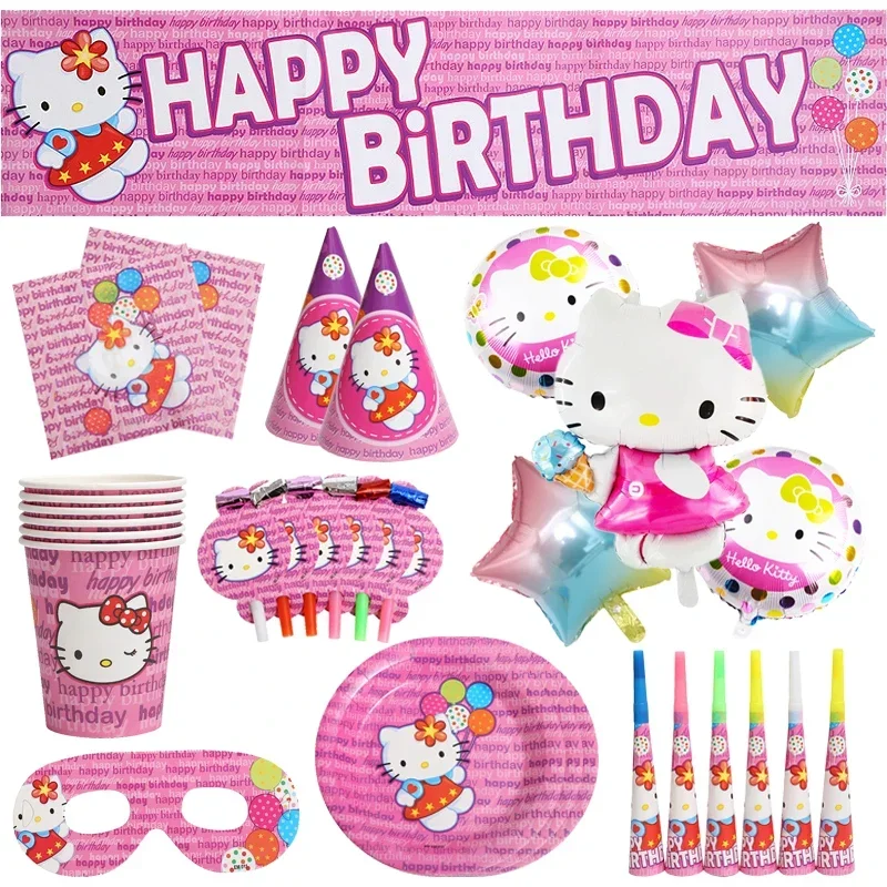 Hello Kitty Decorazione Decorazioni Per Feste Di Compleanno Bambini Hello Kitty Stoviglie Usa E Getta Baby Shower Ragazza Palloncino Per Feste Di Comp