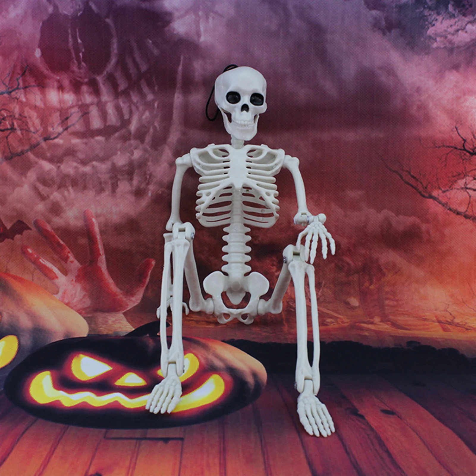 Halloween Life Size Skeleton Full Body 40cm Posable Decor with Movable Joints For Haunted Houses Cemeteries