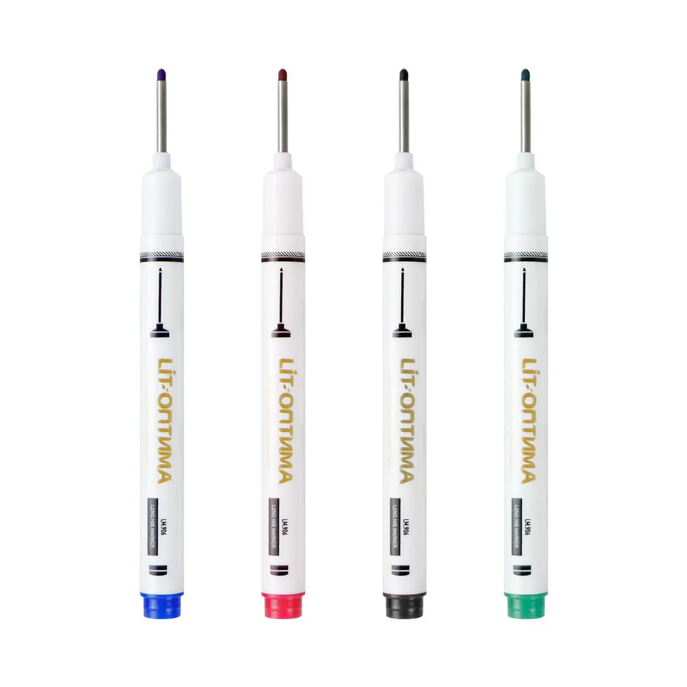 

4 ps Long Nib Marker Construction Pen For Metal Oil Waterproof Thin Head Wood Craft Pen Extended 20mm Long Head Deep Hole