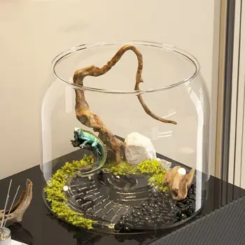 Durable Transparent Round Fish Tank Plastic Fall Resistant Fish Bowl Decorative Anti-broken Desktop Small Aquarium for Home 1