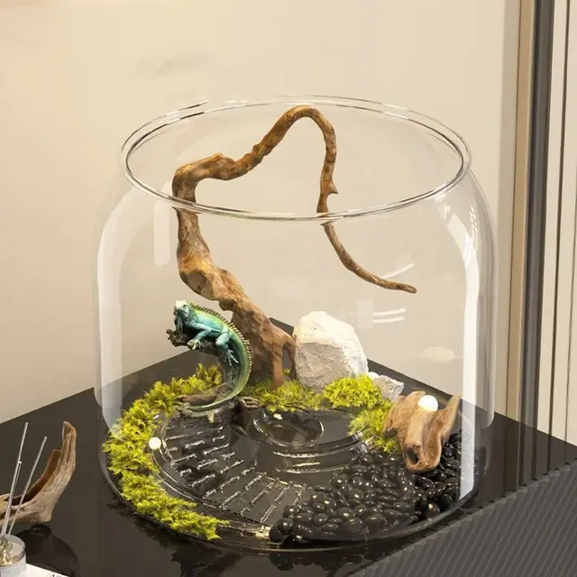 Durable Transparent Round Fish Tank Plastic Fall Resistant Fish Bowl Decorative Anti-broken Desktop Small Aquarium for Home 1