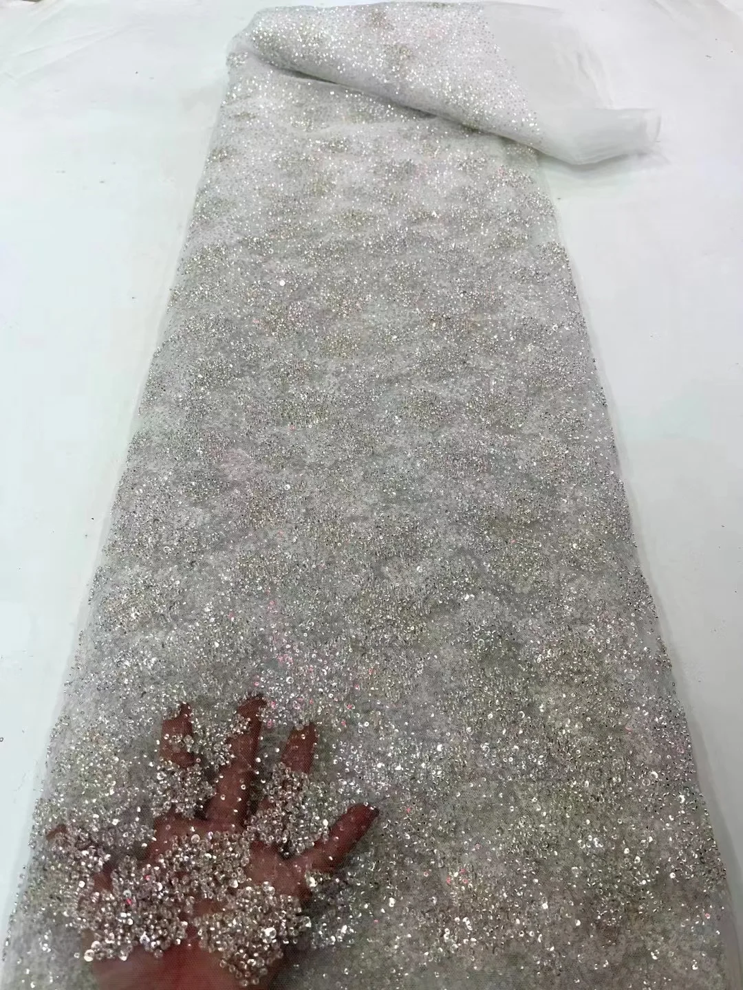 

Новейшее нигерийское Сетчатое кружево с последовательностью 2023, свадебная вышивка, роскошная Свадебная жемчужная бисерная африканская кр...