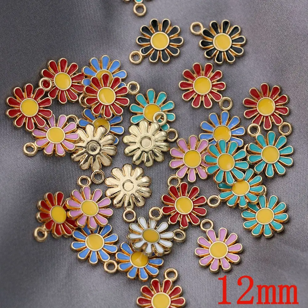 20Pcs Gold Plated Enamel Flower Charms Connector For Jewelry Making  Bracelet DIY Handmade Craft