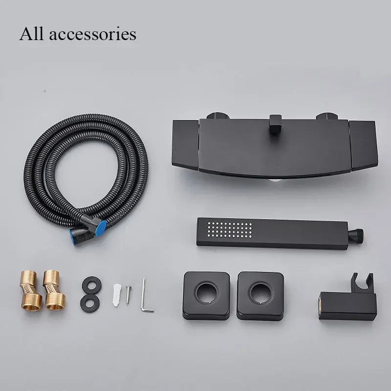 Matte Black Bathroom Shower Bathtub Faucet Wall Mounted Mixer Tap