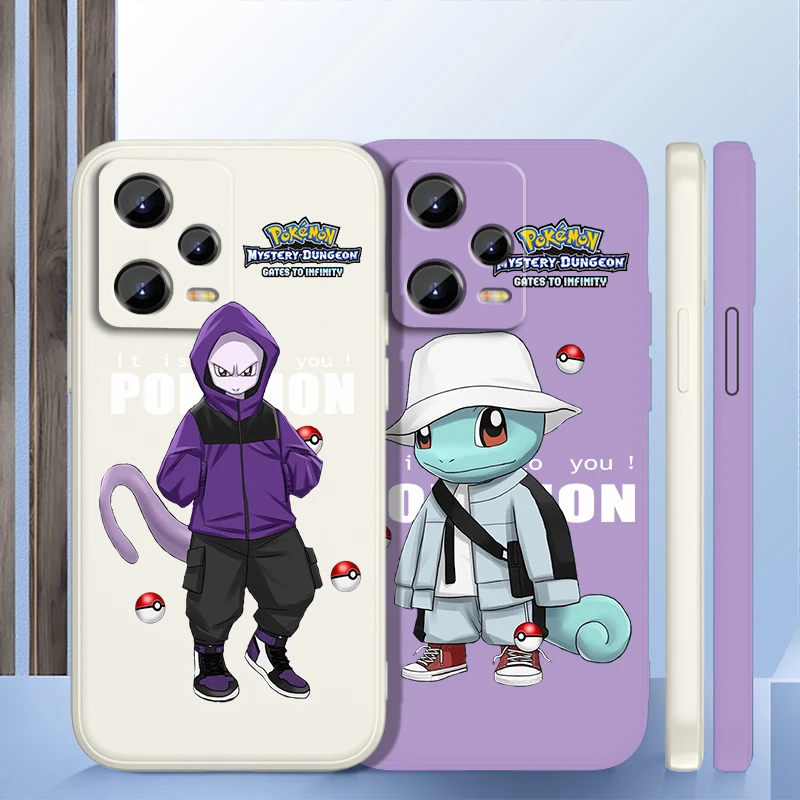 Pokemon Mewtwo Cute Squirtle Liquid Rope Per Xiaomi Redmi Note 13 12 12S 12R 11 11T 11S 10 10S Pro Plus 5G Tpu Phone Case