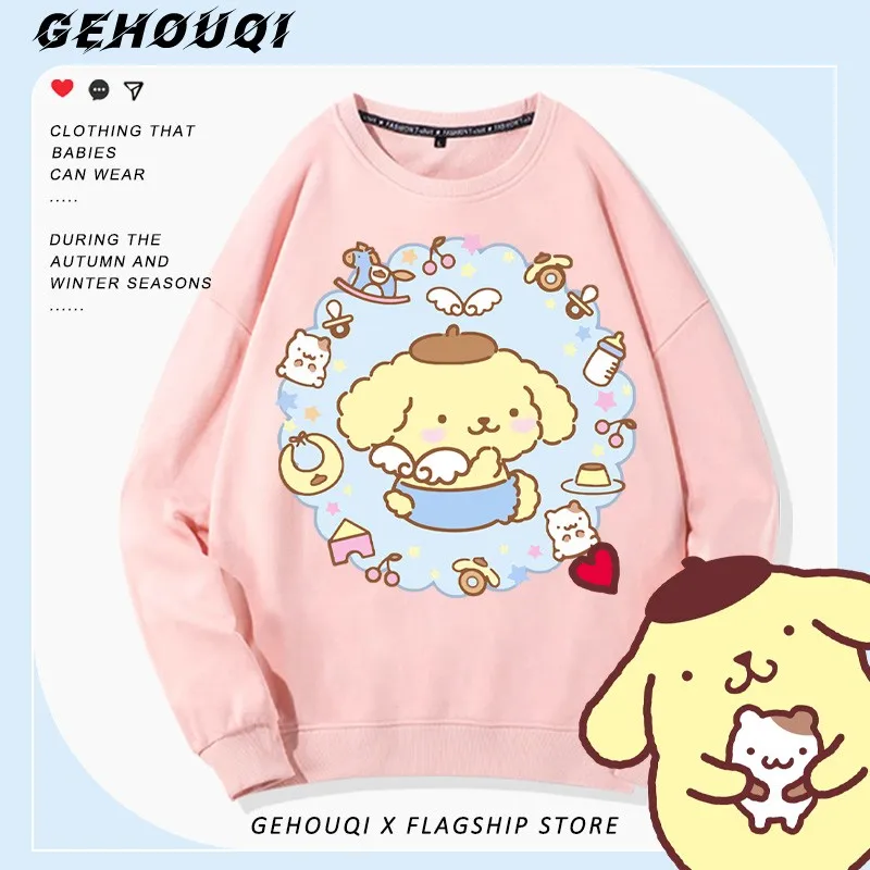 

Sanrio Animation Co-name Clothes Women 2024 New Pudding Dog Around Children Loose Autumn Crewneck Hoodie Cotton