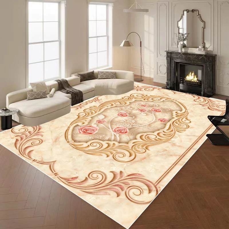European Luxury Carpets for Living Room 3D Flower Decor Rug Large Bedroom Decoration Cloakroom Rug Non-slip Floor Mat Washable 4