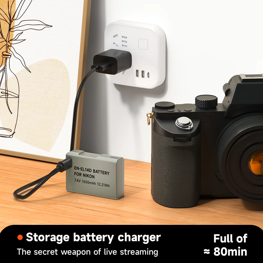 ENEGON EN-EL14 Chargeur USB LED Pour Nikon EN-EL14, En EL14a, D3100 D3200 D3300 D3400 D5300 D5500 D5600 D500 D3S DF, Coolpix P7000 P7100 P7700 7800. EN-EL14 DSLR Appareil Photo