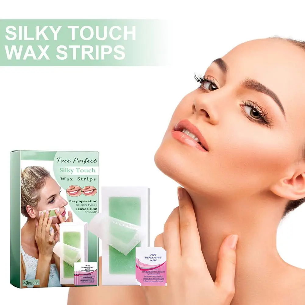 Facial Hair Removal Wax Strips Moisturizing Refreshing Mild Hair Removal Tool Face Lips For Women Chin Upper Lip Beard 40Pcs