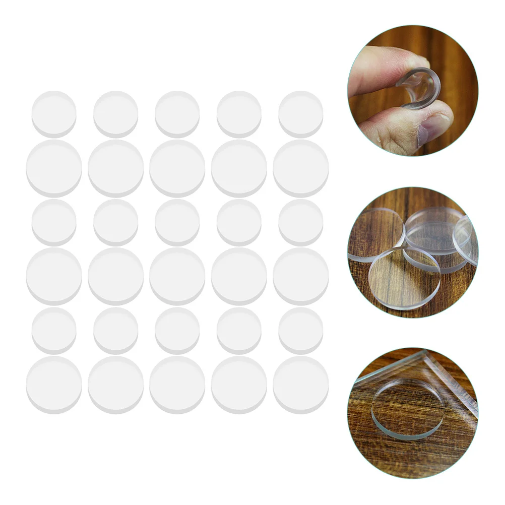 

30 Pcs Glass Non-Slip Gel Pad Furniture Cabinet Cushion Dots Desk Spacers Rubber Bumpers Clear Pads for Cabinets