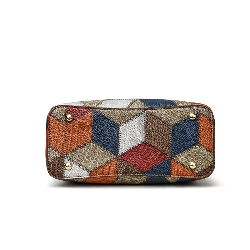 New Style Women's Bag Casual Shoulder Bag PU Leather Patchwork Design Adjustable Strap Stylish Simple Crossbody Handbags