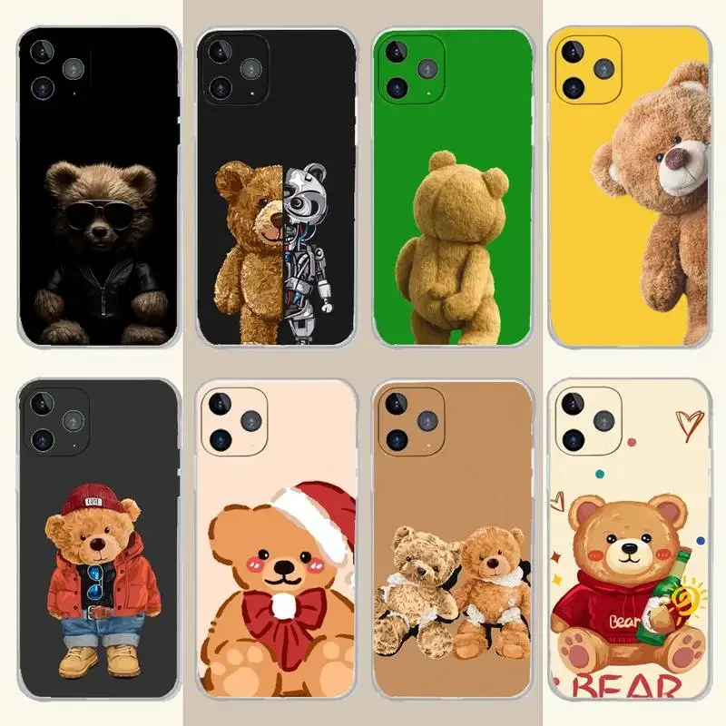

Funny T-Teddy B-Bear Phone Case For iPhone 15,14,13,12,11 Plus,Pro,Max,XR,XS,X,7,8 Plus,SE,Mini Transparent Silicone Soft