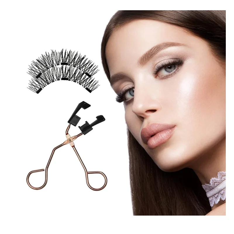 Magnetic False Eyelash Set With Eyelash Curler glue free reuseable easy wear 8pcs/12pcs 2/5 2Pairs fake eyelashes