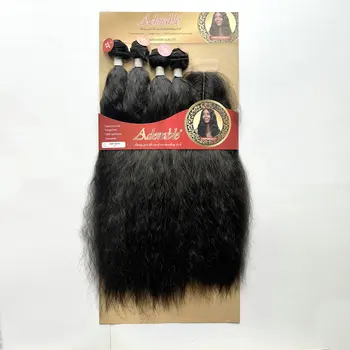 Adorabili extension per capelli sintetici, ricci, lisci e mossi, in confezioni da 4 pezzi da 20 e 22 pollici con chiusura in pizzo