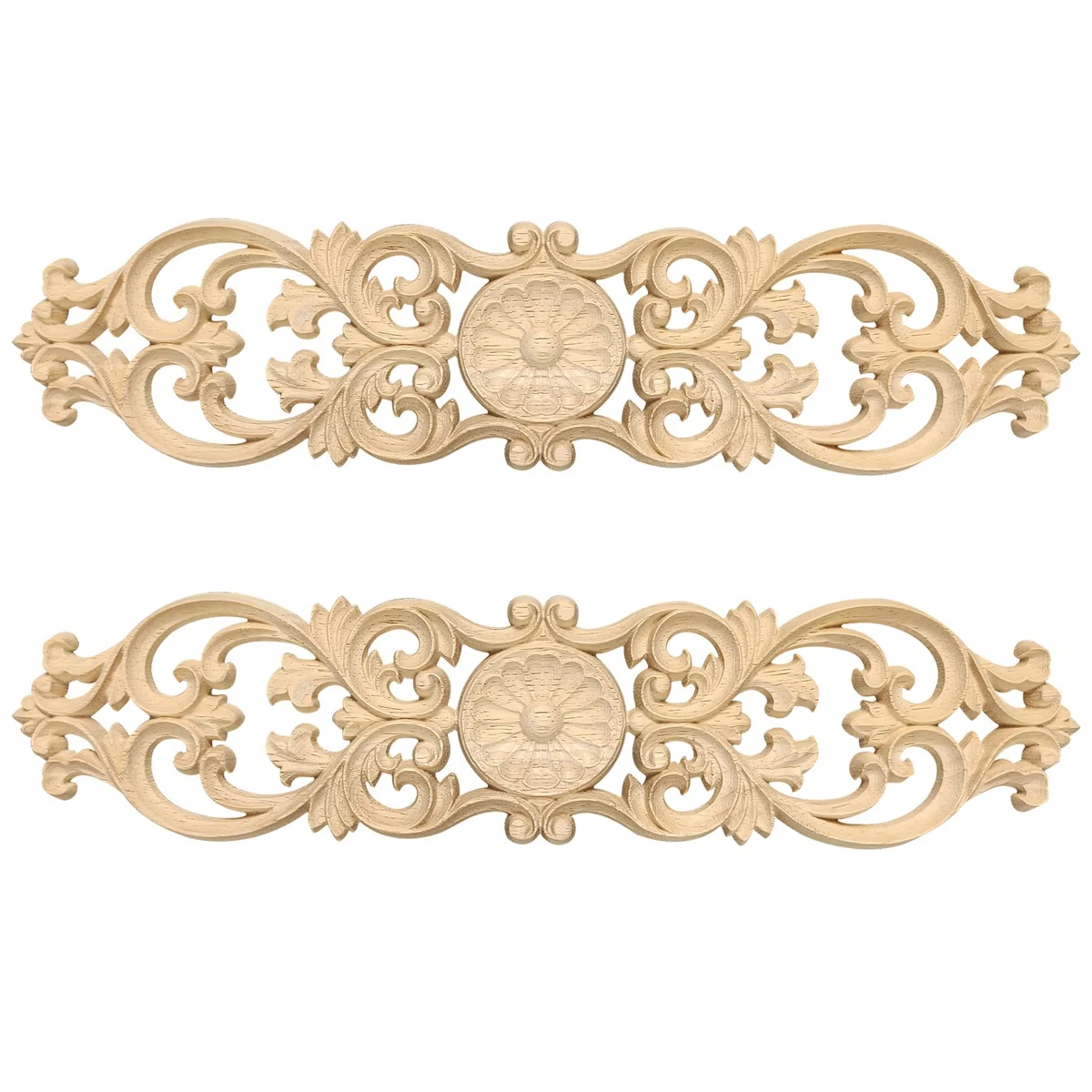 

30Cmx7Cm Woodcarving Decals Carved Corner Flower Home Decoration Cabinet Door Bed Decorative Patch Onlay Wood Applique