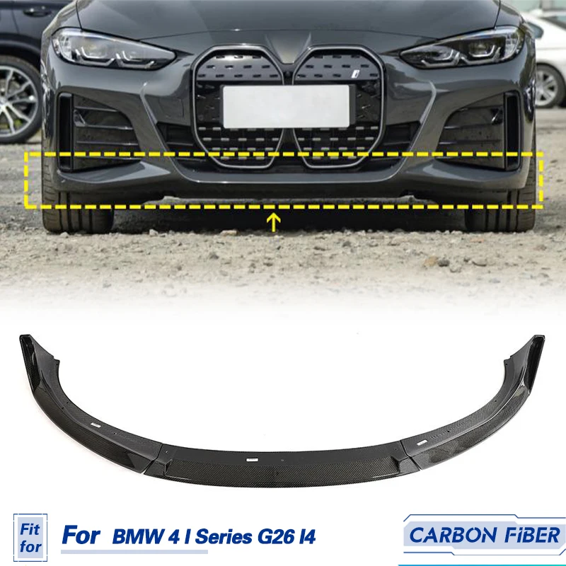 

Автомобильный передний бампер, губа из углеродного волокна для BMW 4 I СЕРИИ G26 I4 440i M Sport 4-Door 2021 2022, передний бампер, защита для подбородка