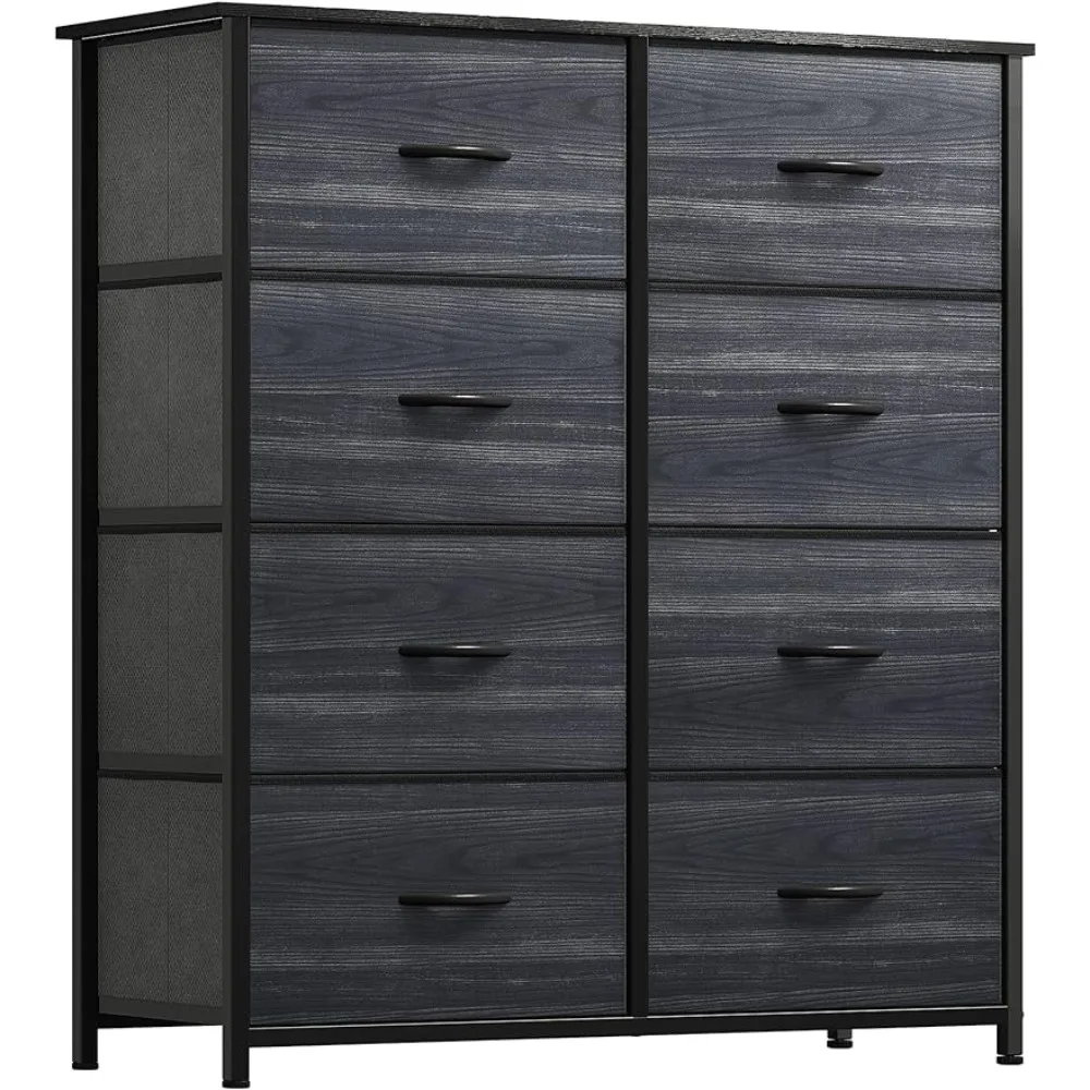 

Dresser with 8 Drawers - Fabric Storage Tower, Organizer Unit for Bedroom, Hallway, Closets , Charcoal Black Wood Grain