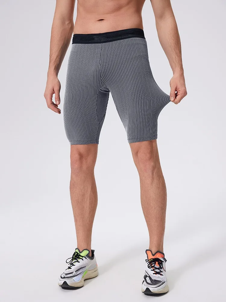 Herren Sommer Enge Laufsport Schnelltrocknende Shorts Kompressionshose Atmungsaktive Marathon-Fitnesshose mit Taschen – Detail 12