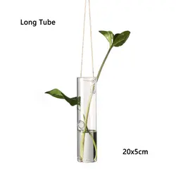 Elegant Hanging Glass Terrarium Vase for Hydroponic Plants and Home Decor (Long Tube(20x5cm))