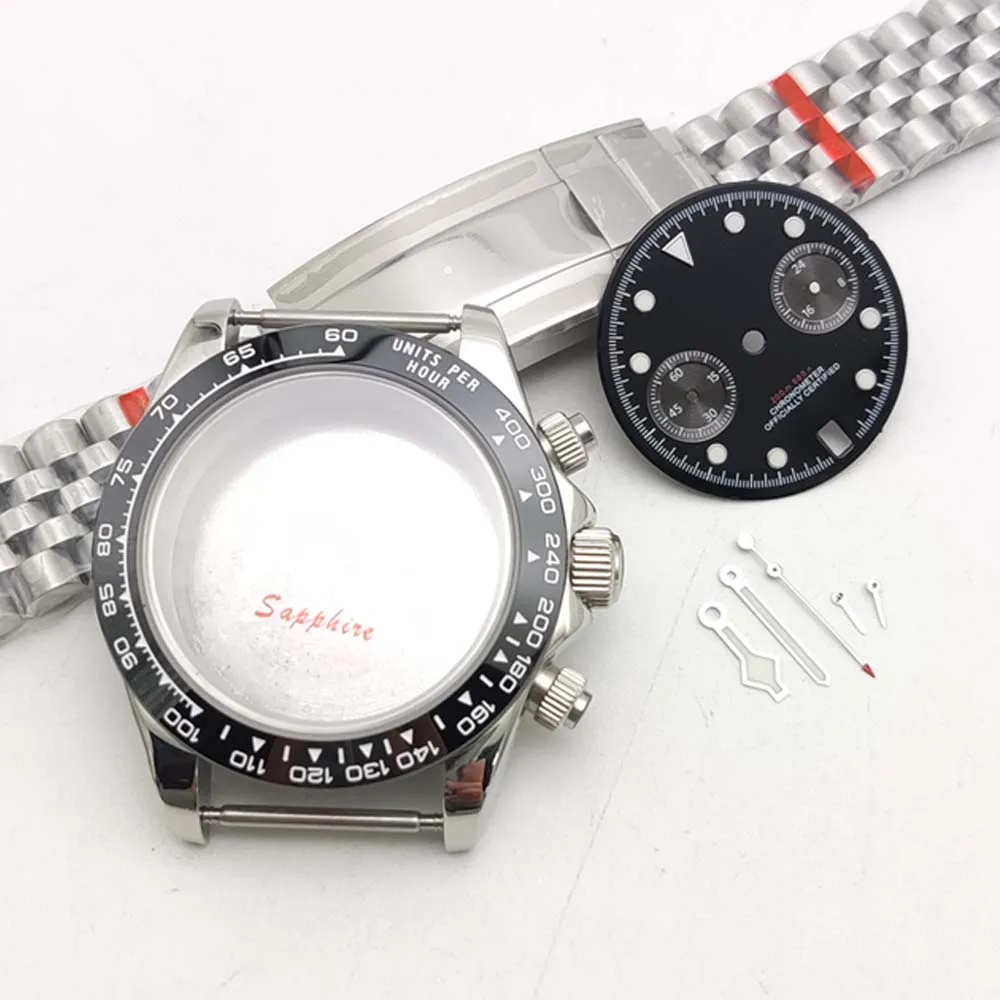 Watch Case Men's Quartz Watch Set 40 mm Stainless Steel Water-Resistant Case Calibre VK64 New Dial Matching Bracelet