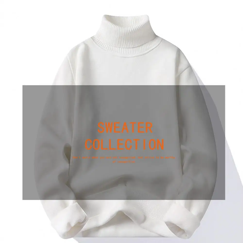 

Tight Plush Men Sweater Cozy Stylish Men's Turtleneck Sweater Thickened Knit with Fleece Lining for Autumn/winter Long Sleeve