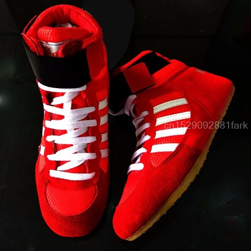 Unisex Authentic Wrestling Shoes Cow Muscle Outsole Training Shoes Lightweight Lace Up Boots Sneakers Non-slip Boxing