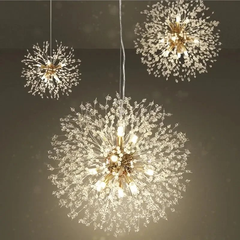 

Spark Ball LED Chandelier Lighting Dandelion Chandelier Dinning Living Room Bar Personality Creative Art Crystal Lamps