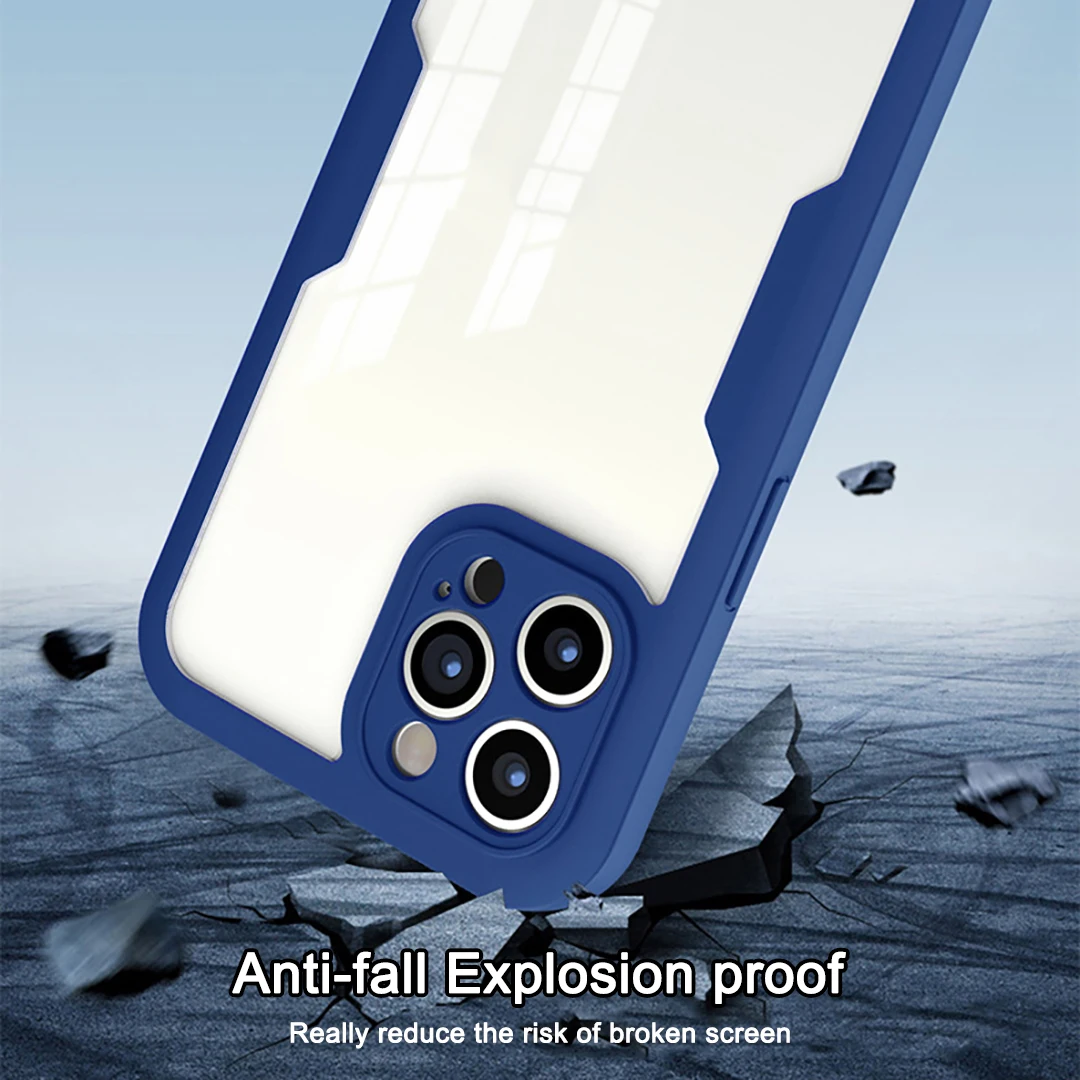 360 Degree Case For iPhone 15 14 13 12 11 Pro Max 7 8 Plus XS X XR Transparent Cover Full Body Red Built-in Screen_voghion.com