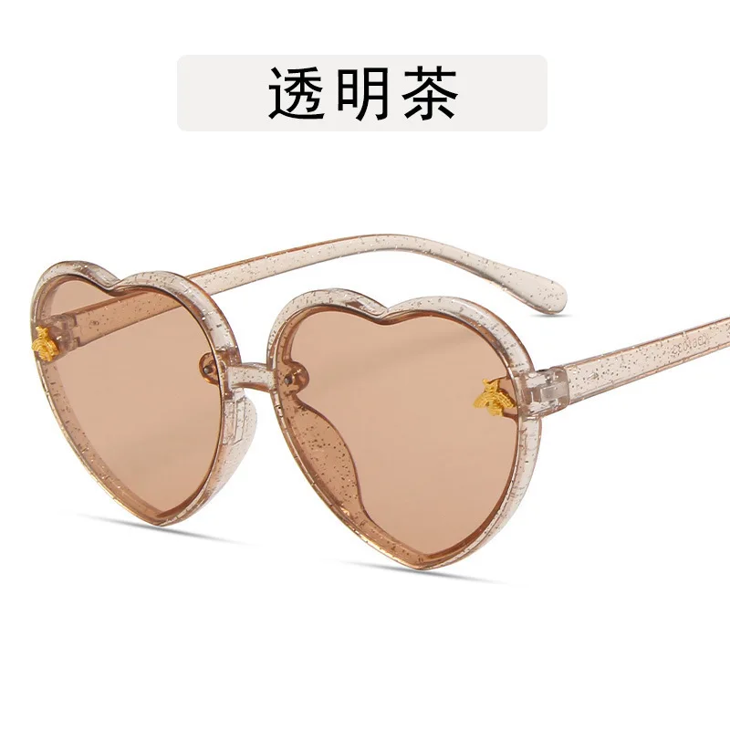 Children Sunglasses Girl Glitter Heart Shape Cartoon Sunshade Anti-UV Party Gift Fashion Eyewear