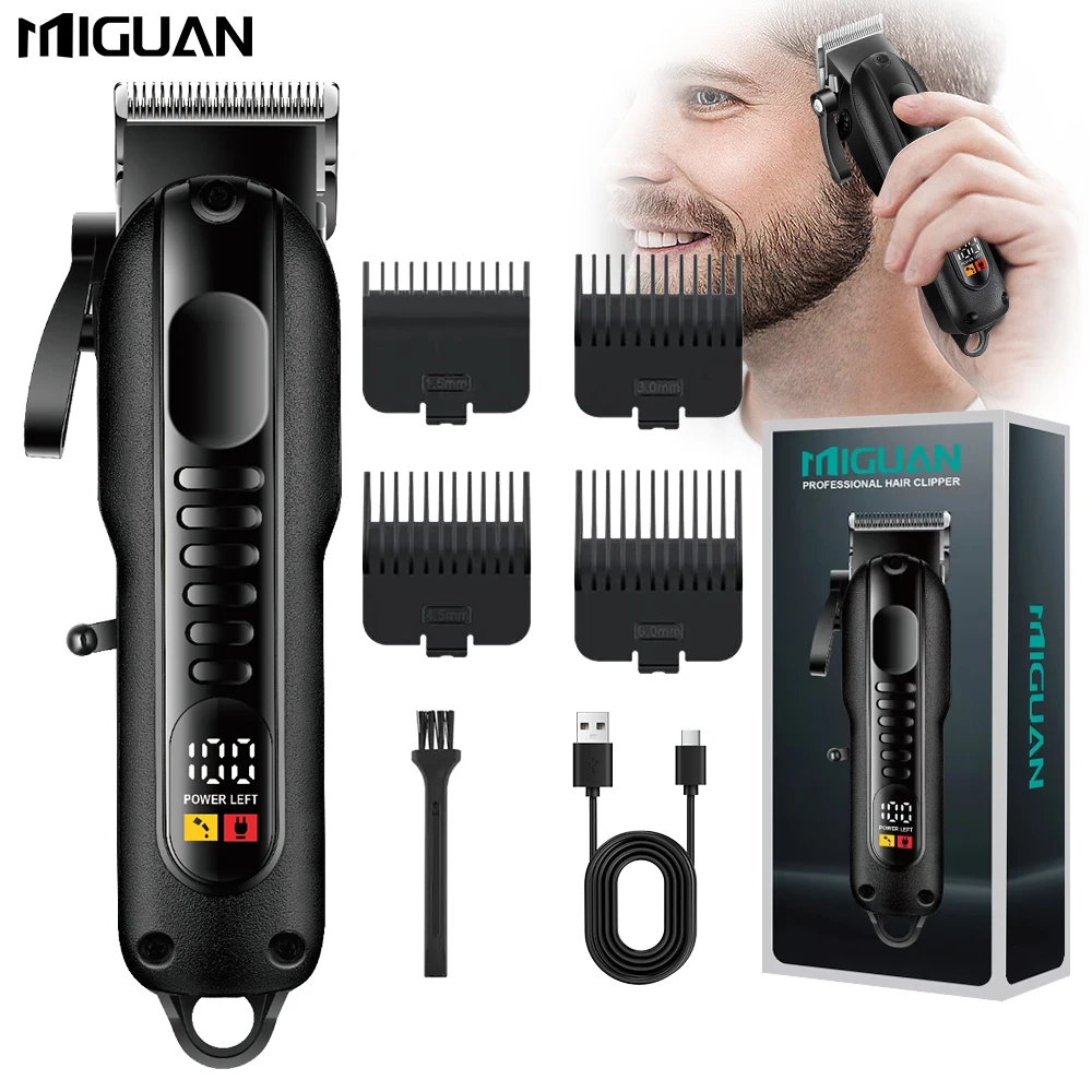 Hair Clipper Professional men's hair clipper with LED display screen rechargeable lithium battery USB charging wireless trimmer