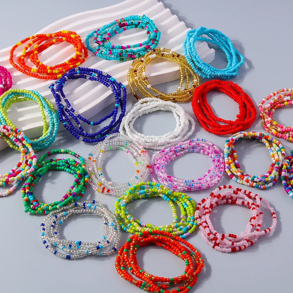 Aihua Böhmisches Handgefertigtes Perlenarmband für Frauen, Sommerliches Mehrschichtiges Buntes Perlenkettenarmband, Mädchen Boho Schmuck Großhandel