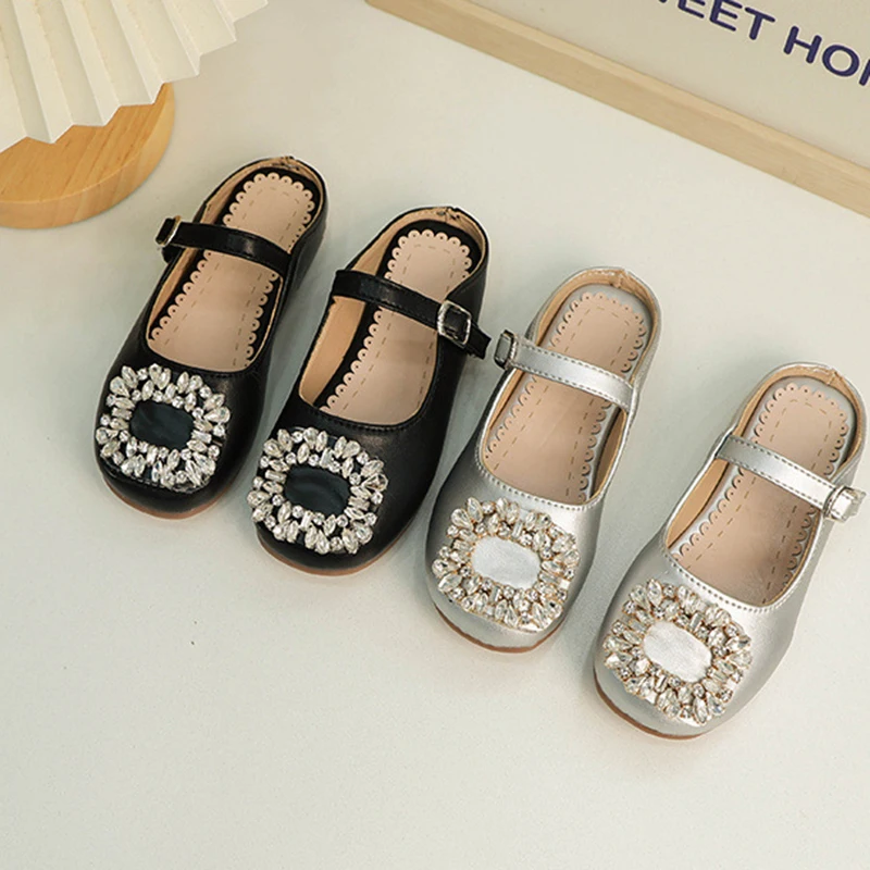 

Kids Shoes Girls Shoes PU Leather Princess Shoes Glitter Rhinestone Girls Dress Shoes Closed Toe Girls Sandals Slippers