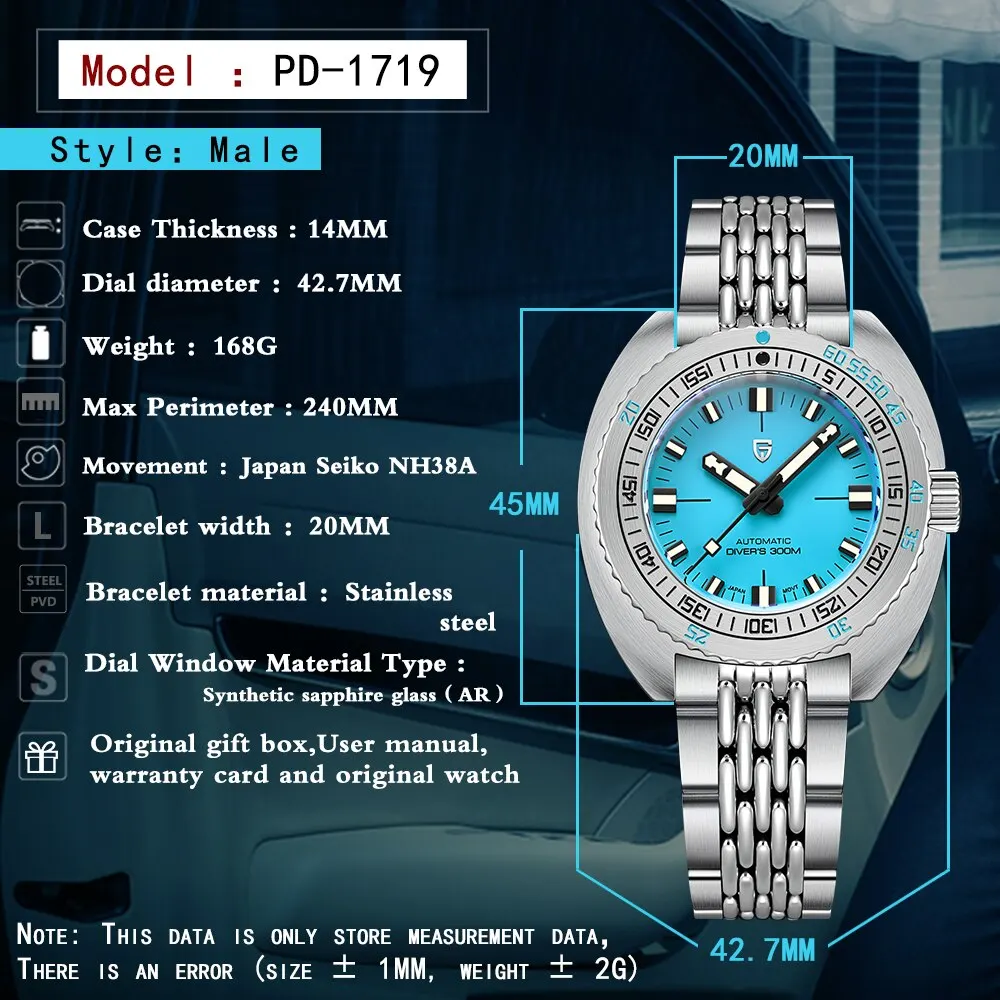 パガーニデザイン2024新品メンズ自動機械式ダイバー時計nh38サファイア