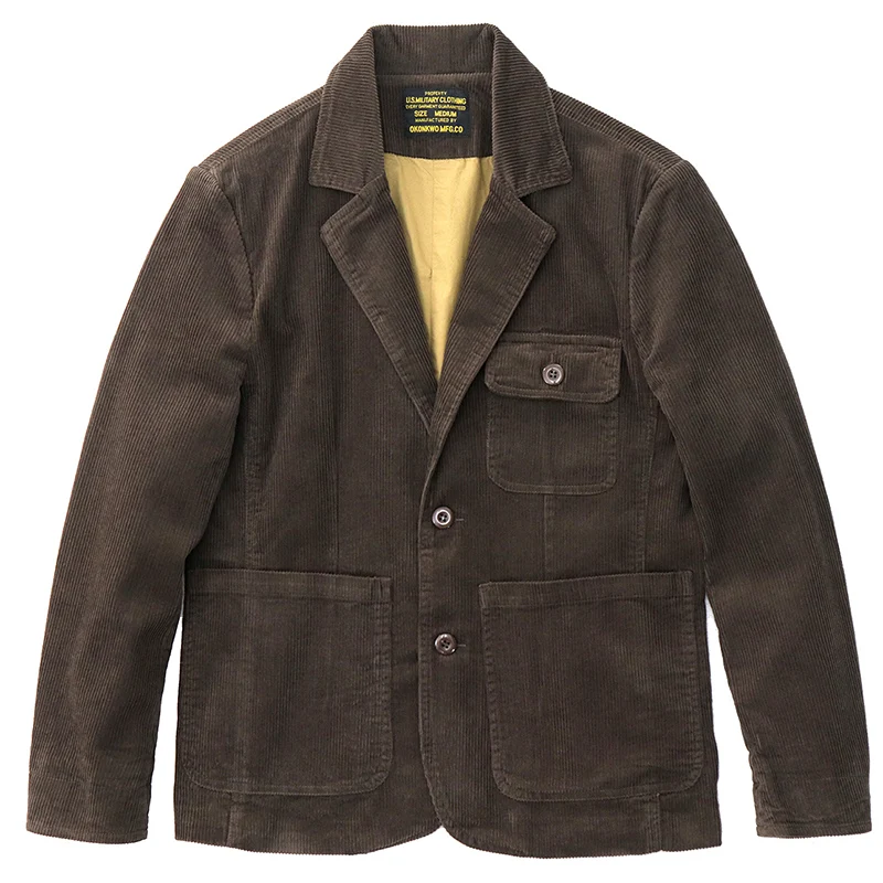 2024 Autumn and Winter New American Retro Corduroy Casual Blazers Men's Simple 100% Cotton Heavyweight Street Loose Suit Jacket 5