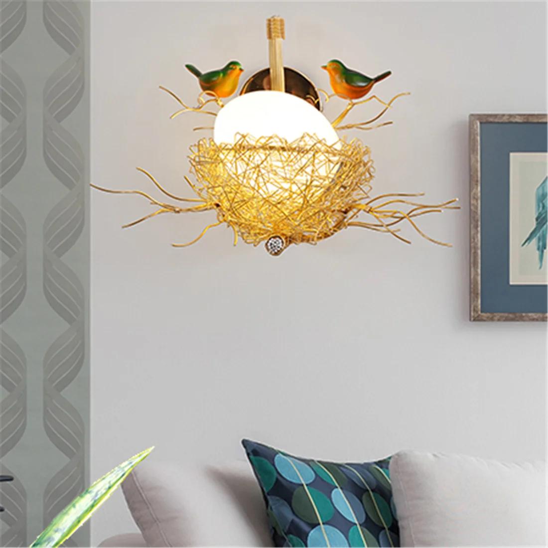 현대 Cottagecore 새의 둥지 Led 벽 램프 거실 침실 머리맡 계단 통로 Sconces 로프트 장식 전등 E27