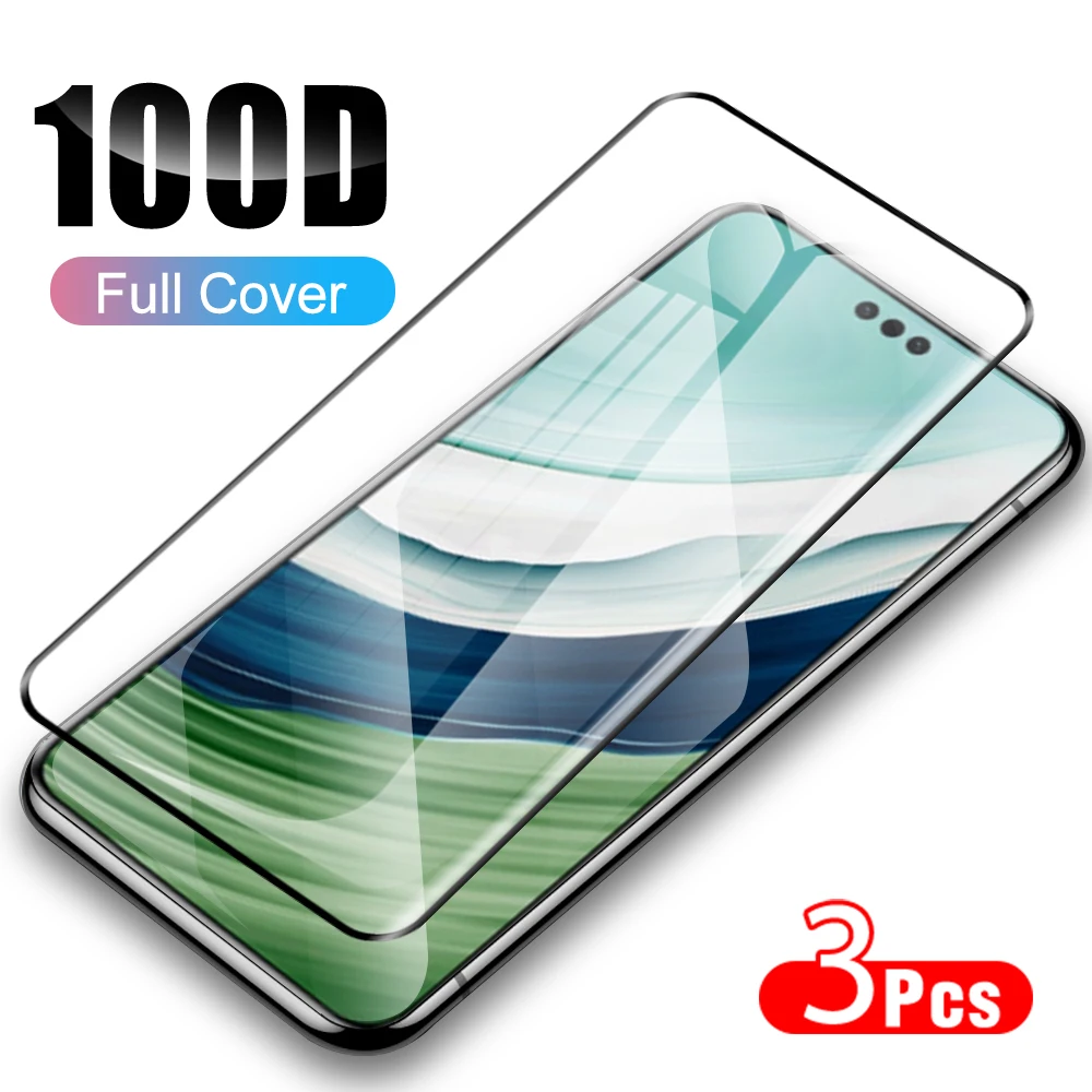 

3Pcs Clear Tempered Glass For Huawei Mate 60 50 Pro Full glue curved screen protector Nova 11 10 9 huawey P60 P50 P40 P30