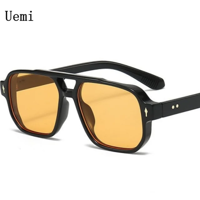 Lunettes de soleil carrées rétro à Double pont pour femmes et hommes, Design de luxe à la mode, Rivets, nuances tendance, UV400, nouvelle collection 1