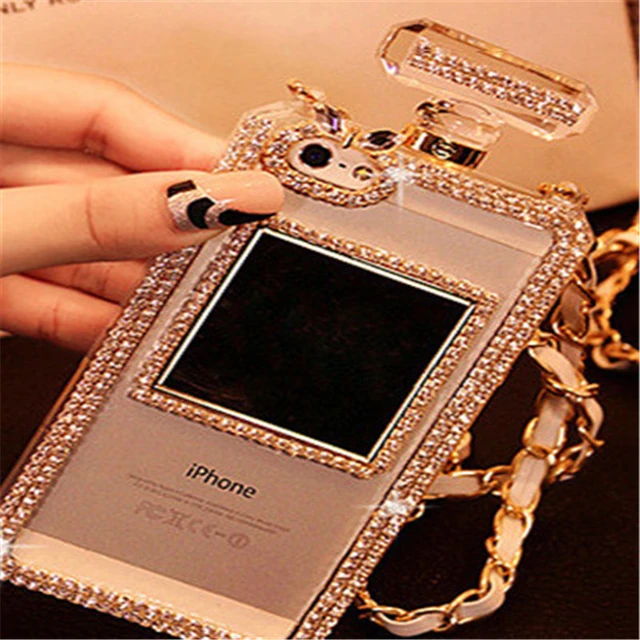 Diamond Crystal Cute Pearl Perfume Bottle Shaped Chain Handbag