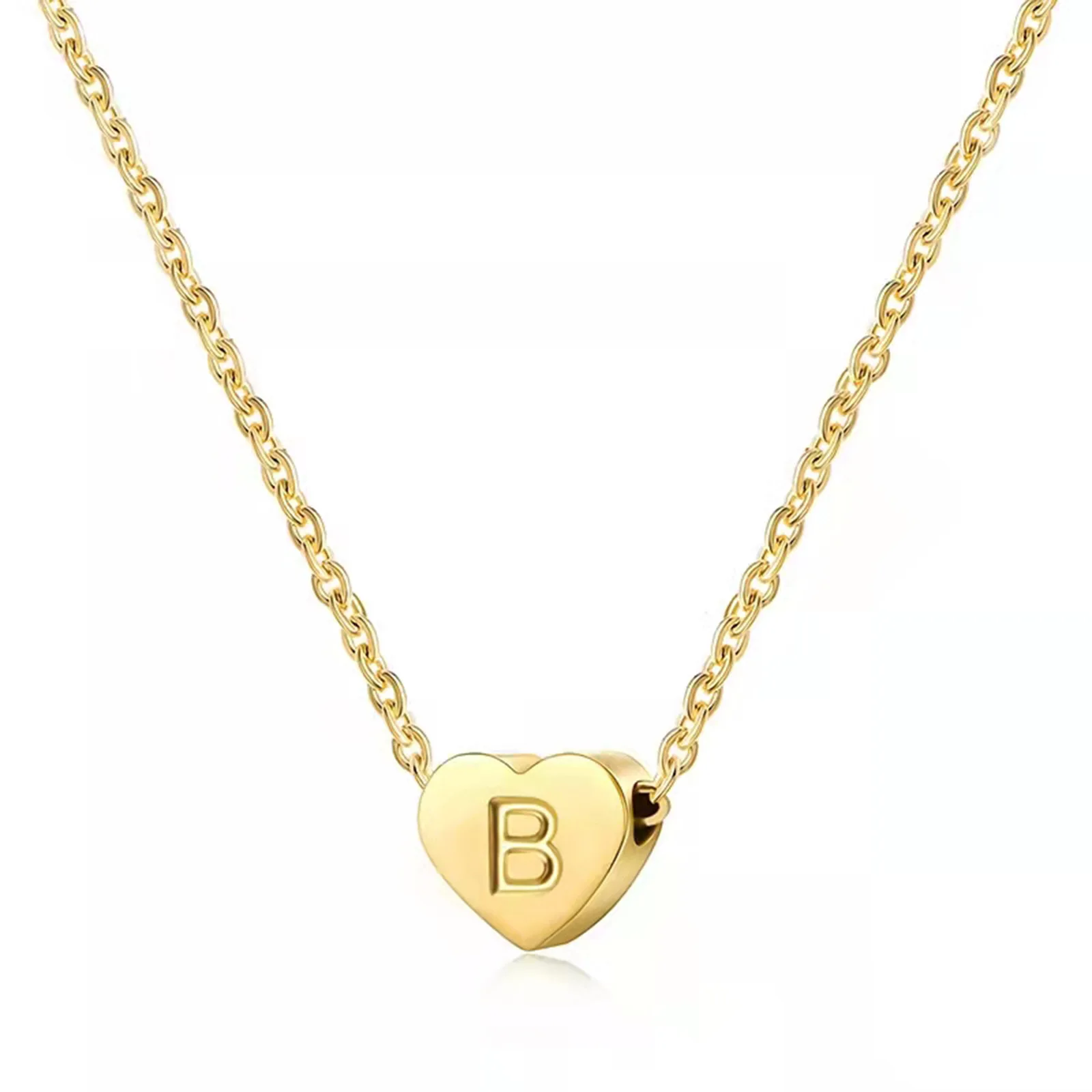

BN1 Letter Name Necklace For Women Men Gold Silver Color Square Alphabet Charm Box Link Chain