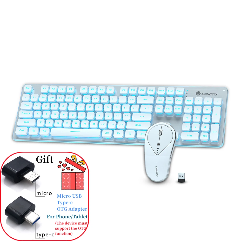 

104 Keys Rechargeable Wireless Gaming Keyboard And Mouse Set Cute Ultra-thin 2.4G USB Mute Keyboard Mouses For Home Office Gamer