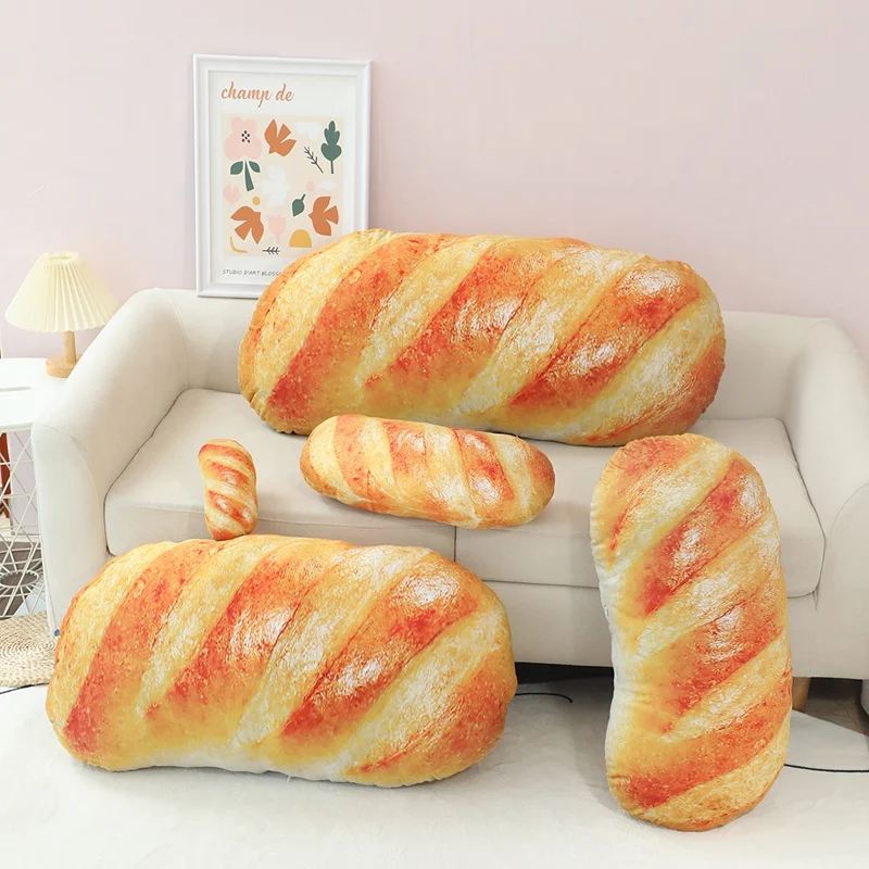 Long French Baguette Food Pillow Plush Stuffed Caramel Cream Butter Twist Bread Plushie Bolster Sleeping Companion Men Gift 3