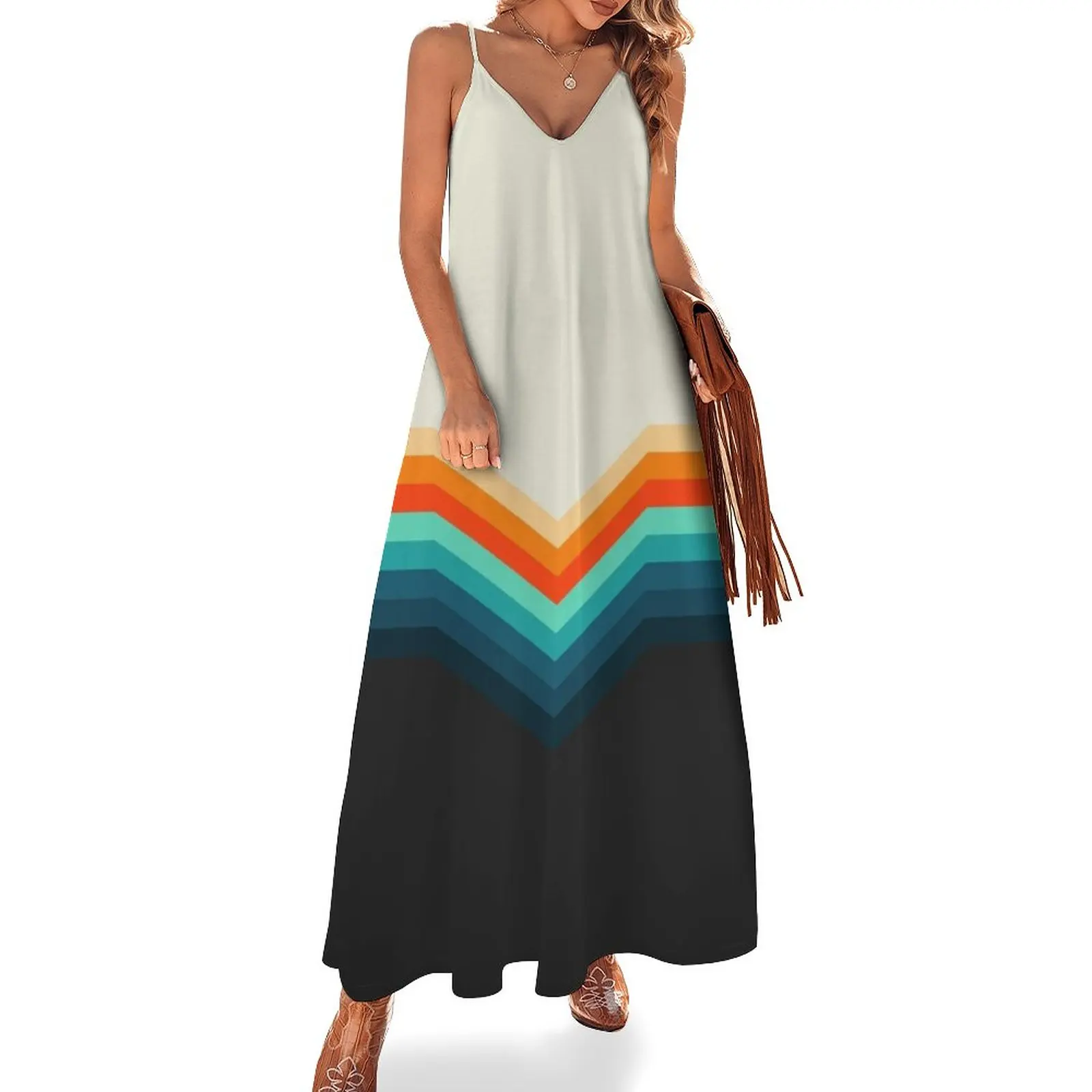 

New Retro Stripes Sleeveless Dress Woman fashion summer dress women 2023