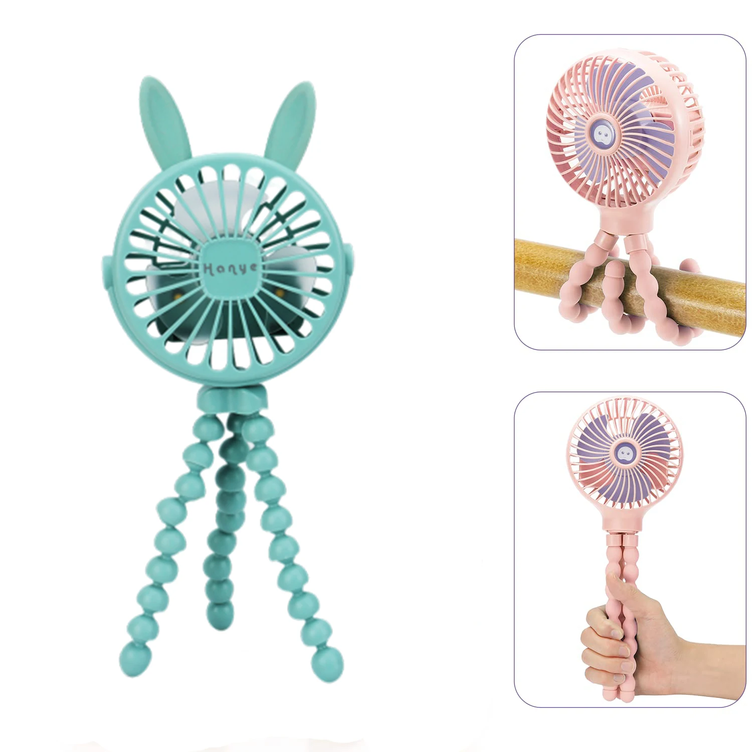 Portable Clip-On Stroller and Cart Fan - Rechargeable Handheld Electric Fan for Babies with 600mAh Battery, Ideal for Outdoor Use and Home Cooling, Offers 3 Speed Settings - Image 3