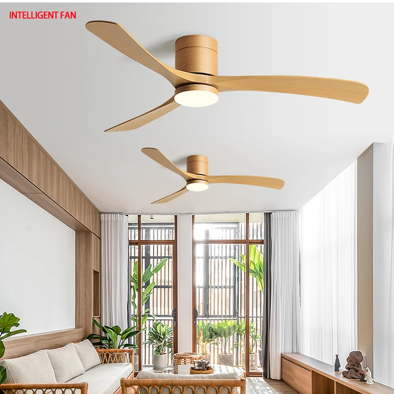 38/46/5Inch Low Floor Ceiling Fan Light ABS Blade DC Remote Control Led Lights For Restaurant Coffee Shop Home Hotel Office