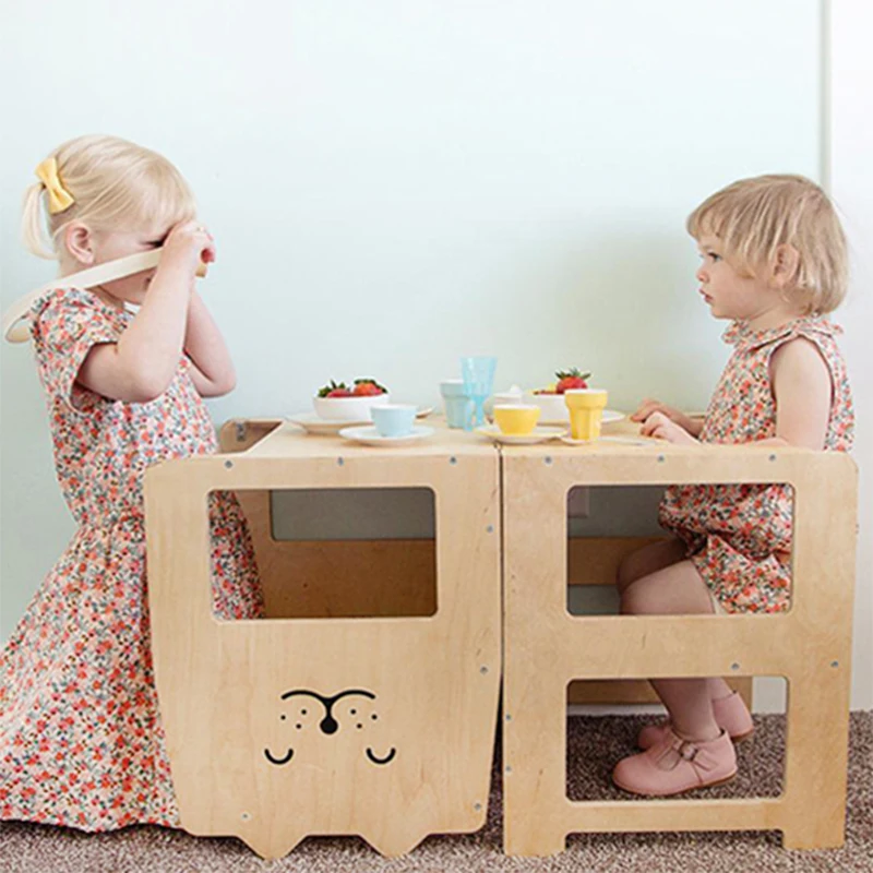XIHATOY Montessori Adjustable Height Kitchen Step Stool Kids Foldable Learning Stool Toddler Kids Learning Tower Kitchen Helper