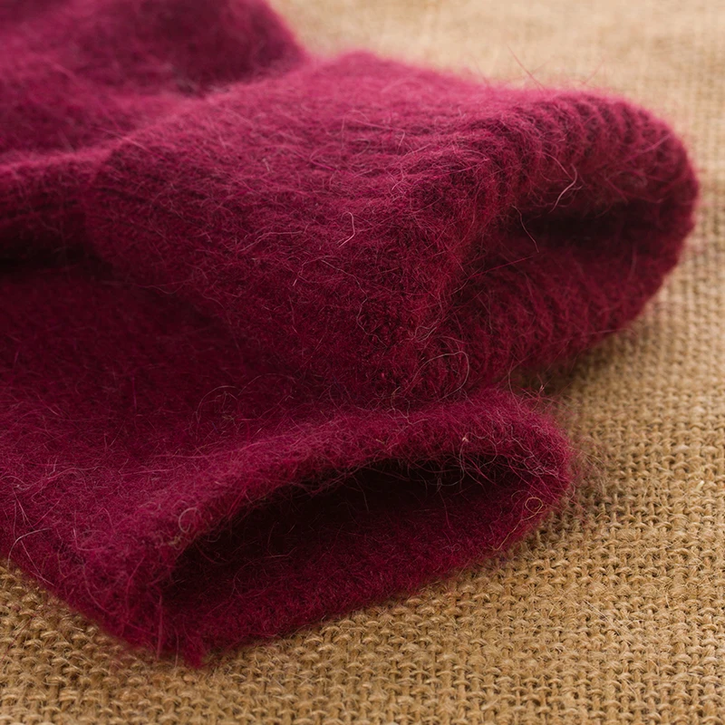 Wool Socks Women Winter Warm 1 Pairs Solid Sheep Wool Against Cold Snow Thermal Soft