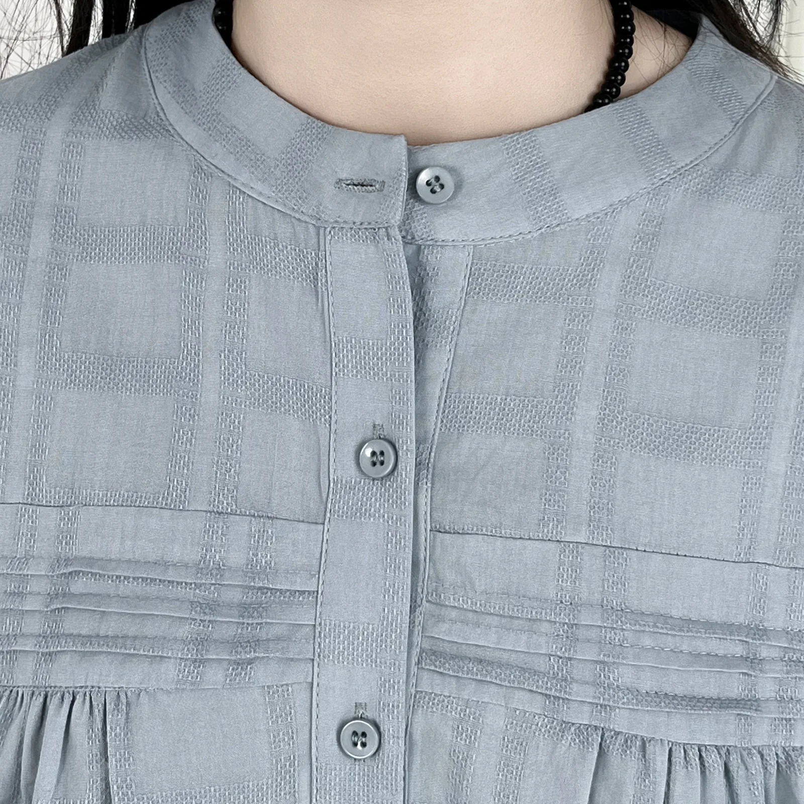 Fashion Plus Size Women's Blouses Autumn Simple Fold Jacquard Cotton Long Sleeve Shirt Casual O-Neck Tops 6186