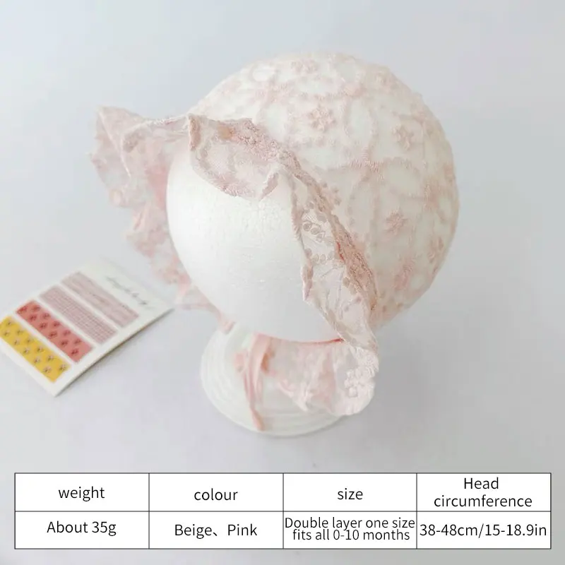Baby Girl Toddlers Breathable Lacy Bonnet Eyelet Cotton Adjustable Sun Protection Hat Cute Casual Headband Hair Accessories