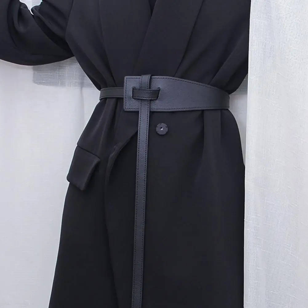 

Irregular Waistband Fashionable Korean Style Women's Faux Leather Belt Irregular Shape Adjustable Knot Long Waistband for Suit