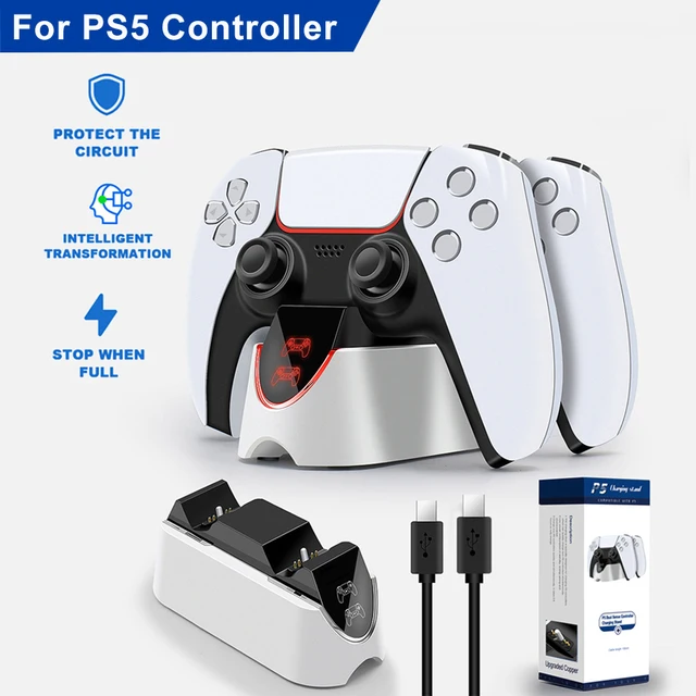 Dual Fast Charger for PS5 Controller Charger Station Charging Cradle Dock Station With LED Indicator for PS5 Gamepads